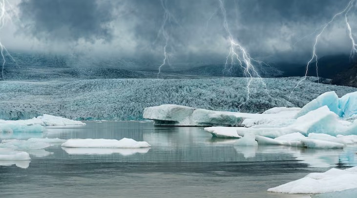 Civilization to End: The great arctic and antarctic ice sheets will shear off.